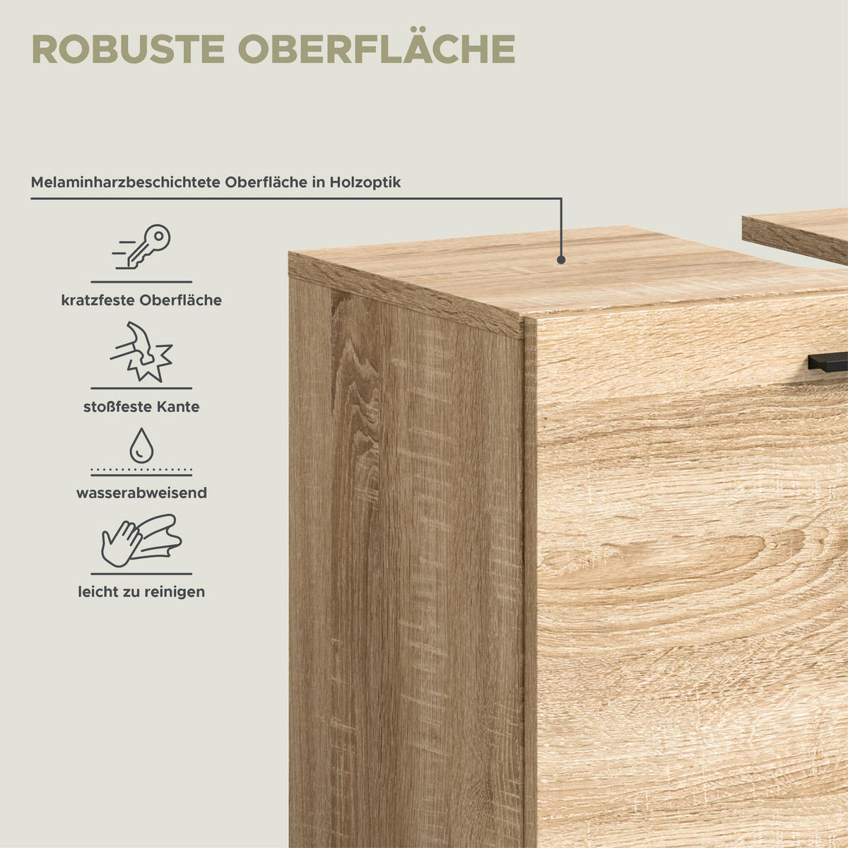 BADMÖBEL Set Boston 2tlg. auch hängend montierbar (B/H/T: 57x186x33 cm) - Eichefarben, Holzwerkstoff (57/186/33cm)