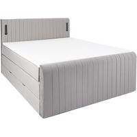 BOXSPRINGBETT FLY hellgrau 180/200 cm H2/H3 Samt - Hellgrau, Textil (180/200cm) - wonello