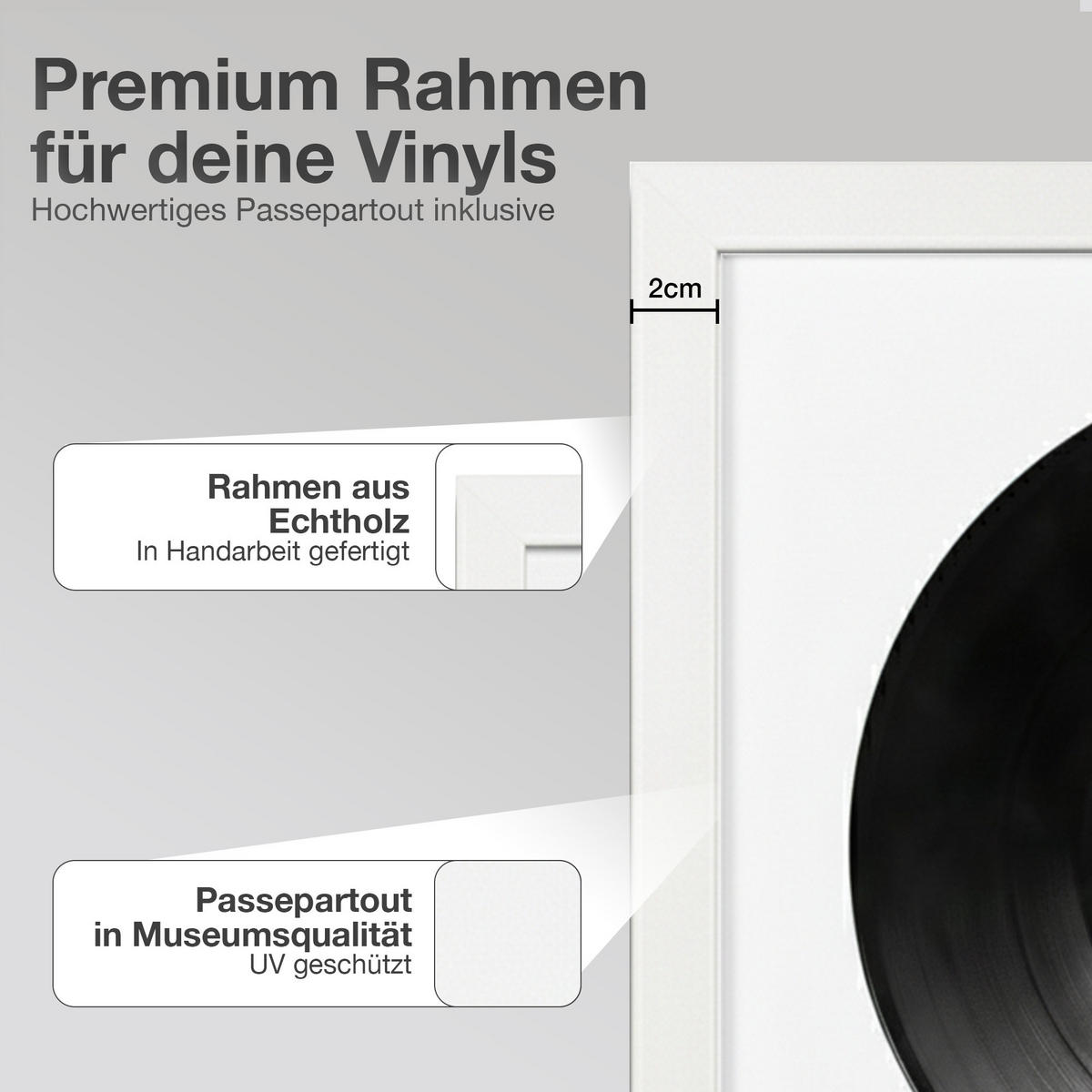 VINYL RAHMEN 40/40 für die Platte - Weiß, Holz (40/40cm) - K-Möbel