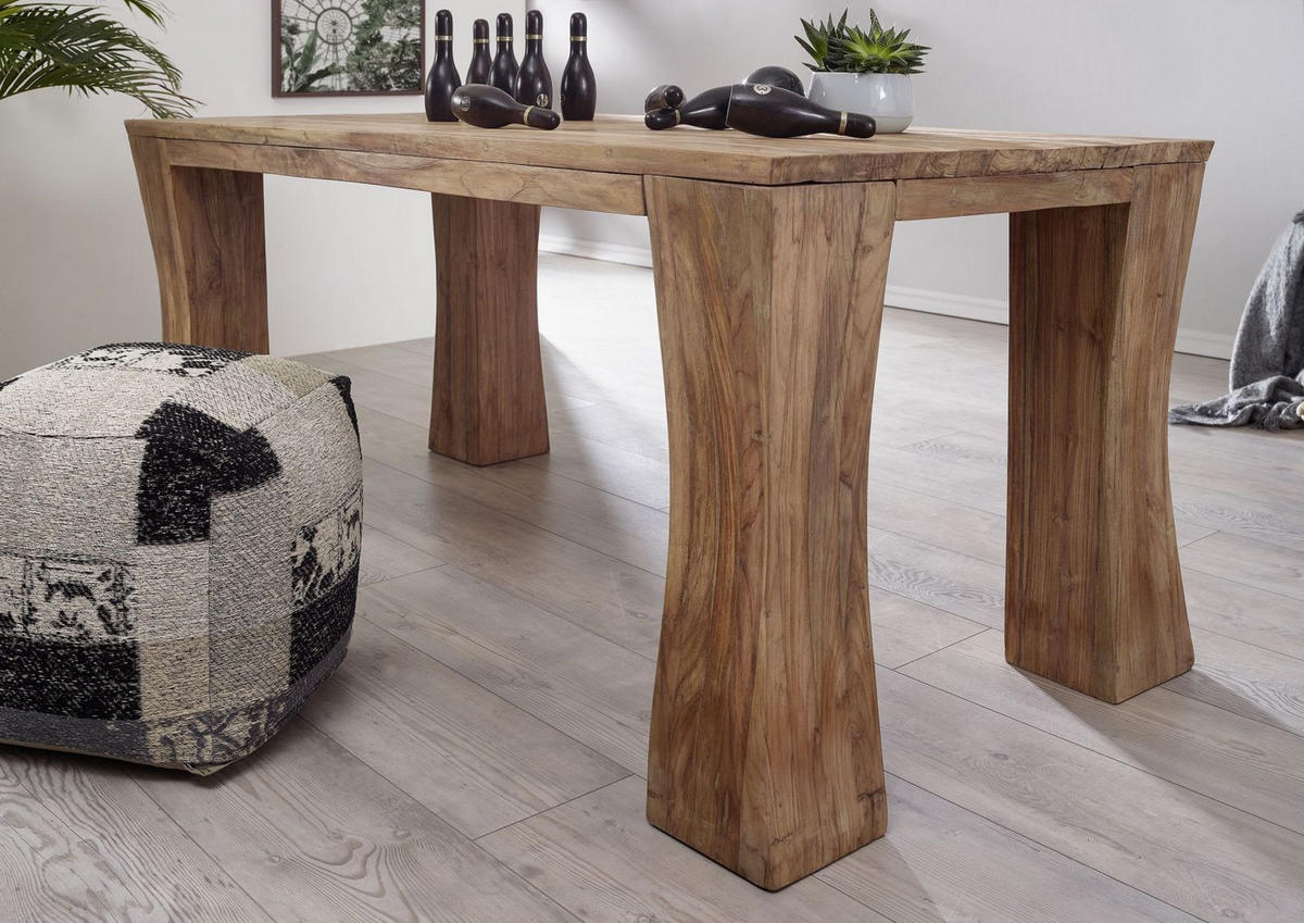 ESSTISCH TEAK 200x100x78 natur unbehandelt BASSANO #107 - Naturfarben, Holz (200/100/78cm) - Massivmoebel24