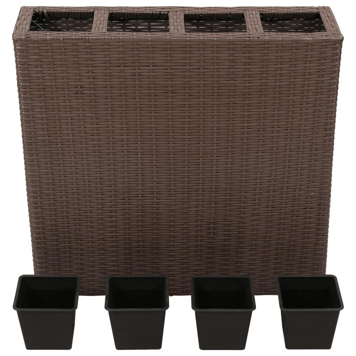 BLUMENKASTEN 4 Innentöpfe aus Rattan Braun | 79x22x76cm BxTxH - Braun, Kunststoff (79/76/22cm) - DELUKE
