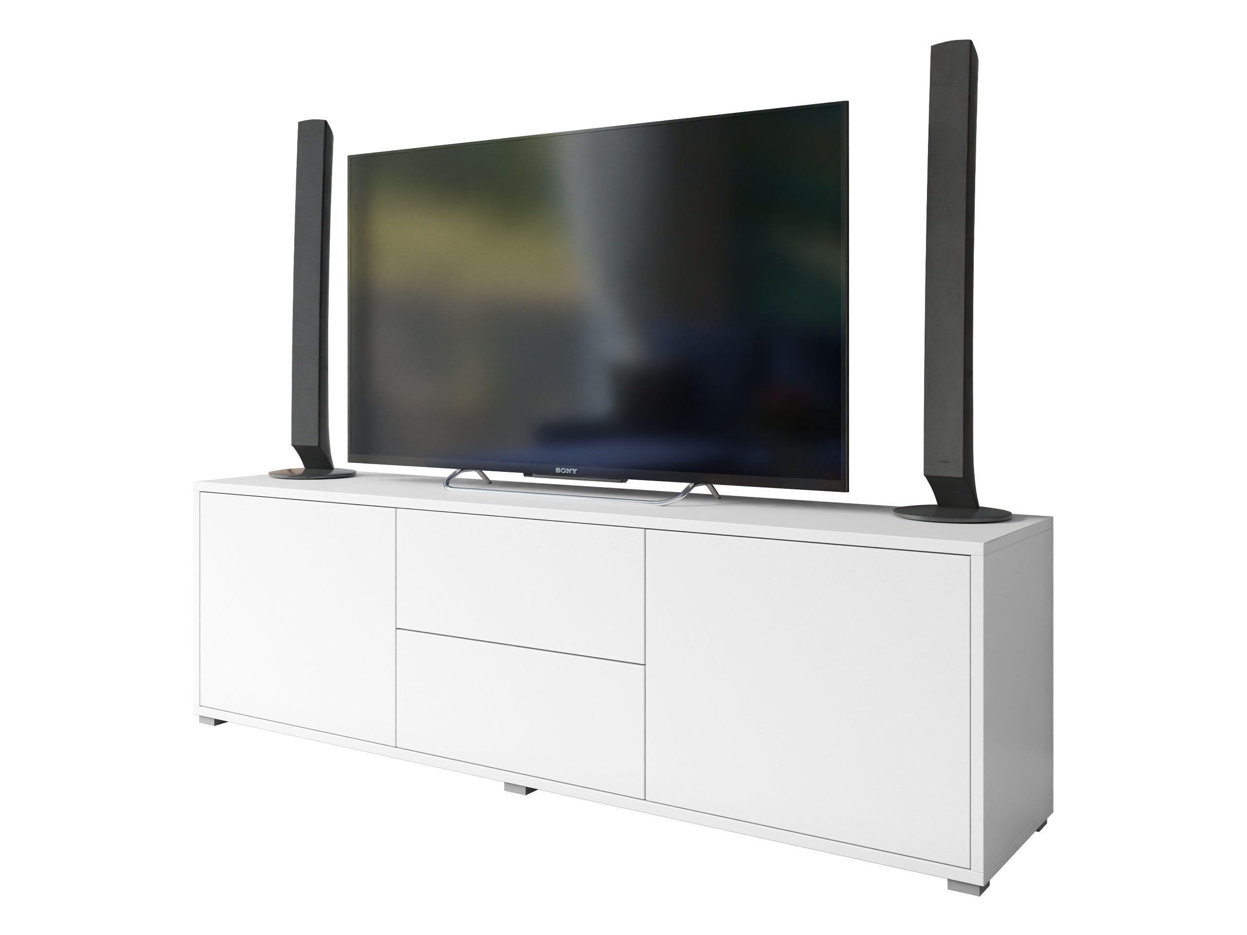 TV-ELEMENT Gesita - Silberfarben/Weiß, Holzwerkstoff/Kunststoff (141/50/41cm) - MIRJAN24