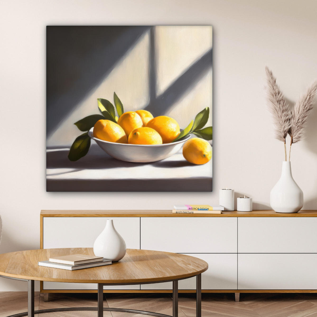 LEINWANDBILD Zitronen - Stilleben - Gelb 90x90 cm - Gelb, Textil (90/90cm) - MuchoWow