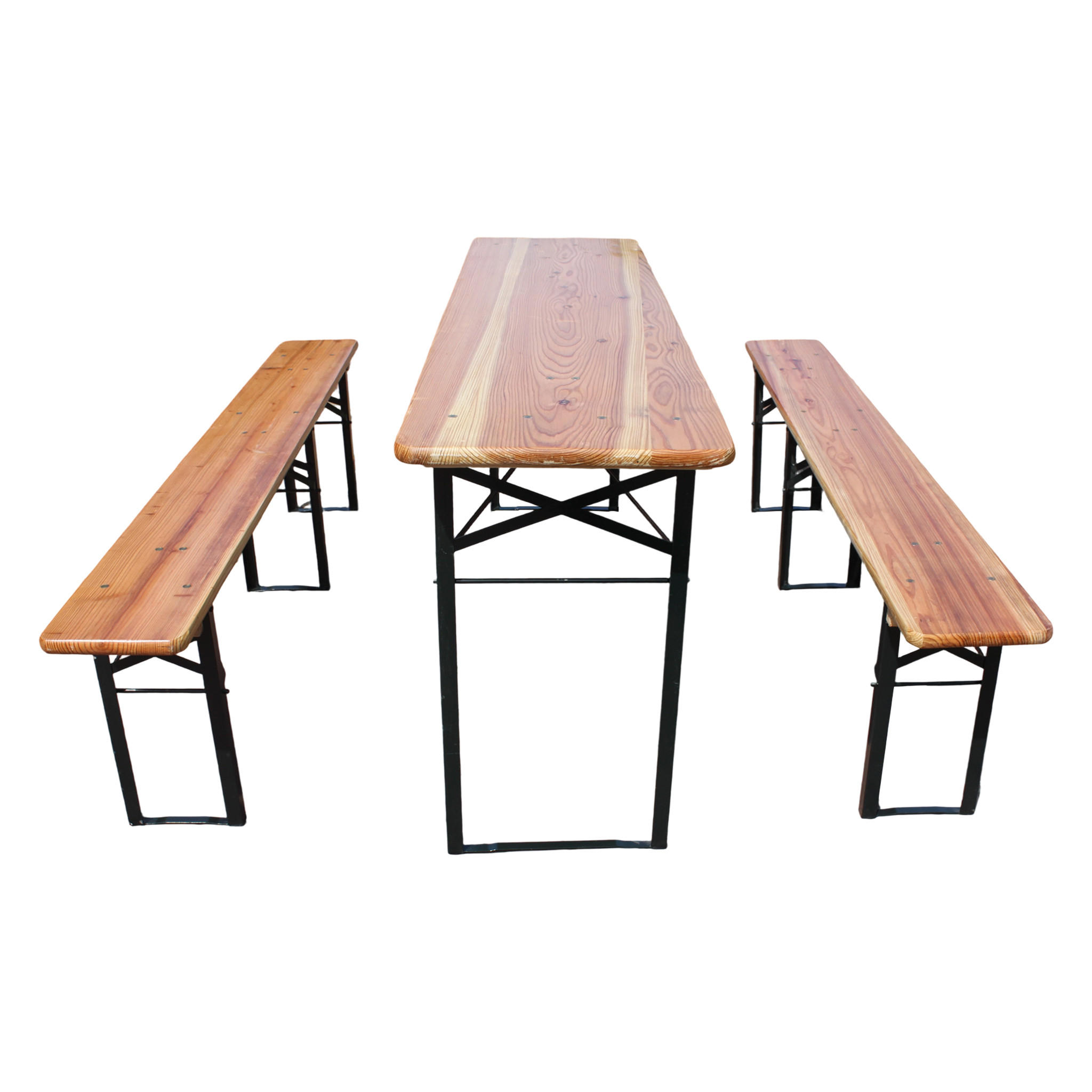 GARTENMÖBEL-SET Holzfarbe 3-teilig klappbar für 8 Personen - Naturfarben, Metall - PANGIVO