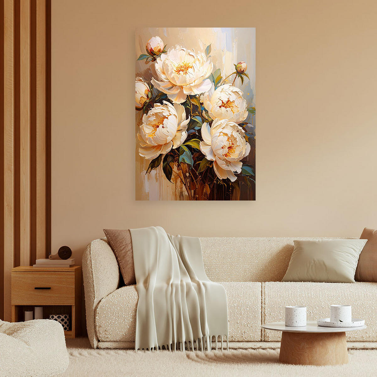 LEINWANDBILD Blumen 80x120cm - Beige, Textil (80/120cm) - Feeby