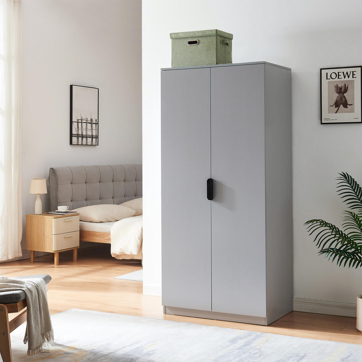 KLEIDERSCHRANK Eiselfing - Grau, Holzwerkstoff (80/176/52cm) - [en.casa]