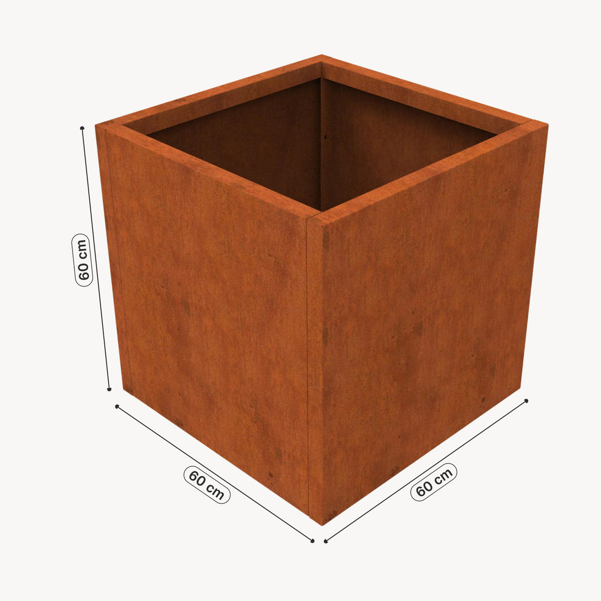 KVETINÁČ Vaargel - hrdzavá, kov (60/60/60cm) - casa.pro