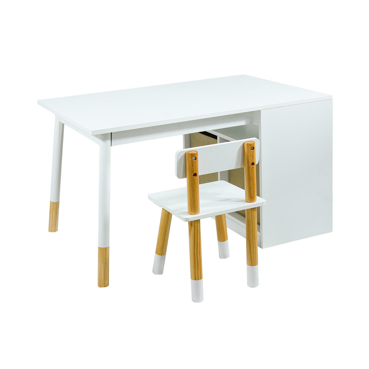 KINDERTISCH UND STÜHLE Weiß 90/60/53 2er-Set - Weiß, Holz (90/53/60cm) - Mobili Rebecca