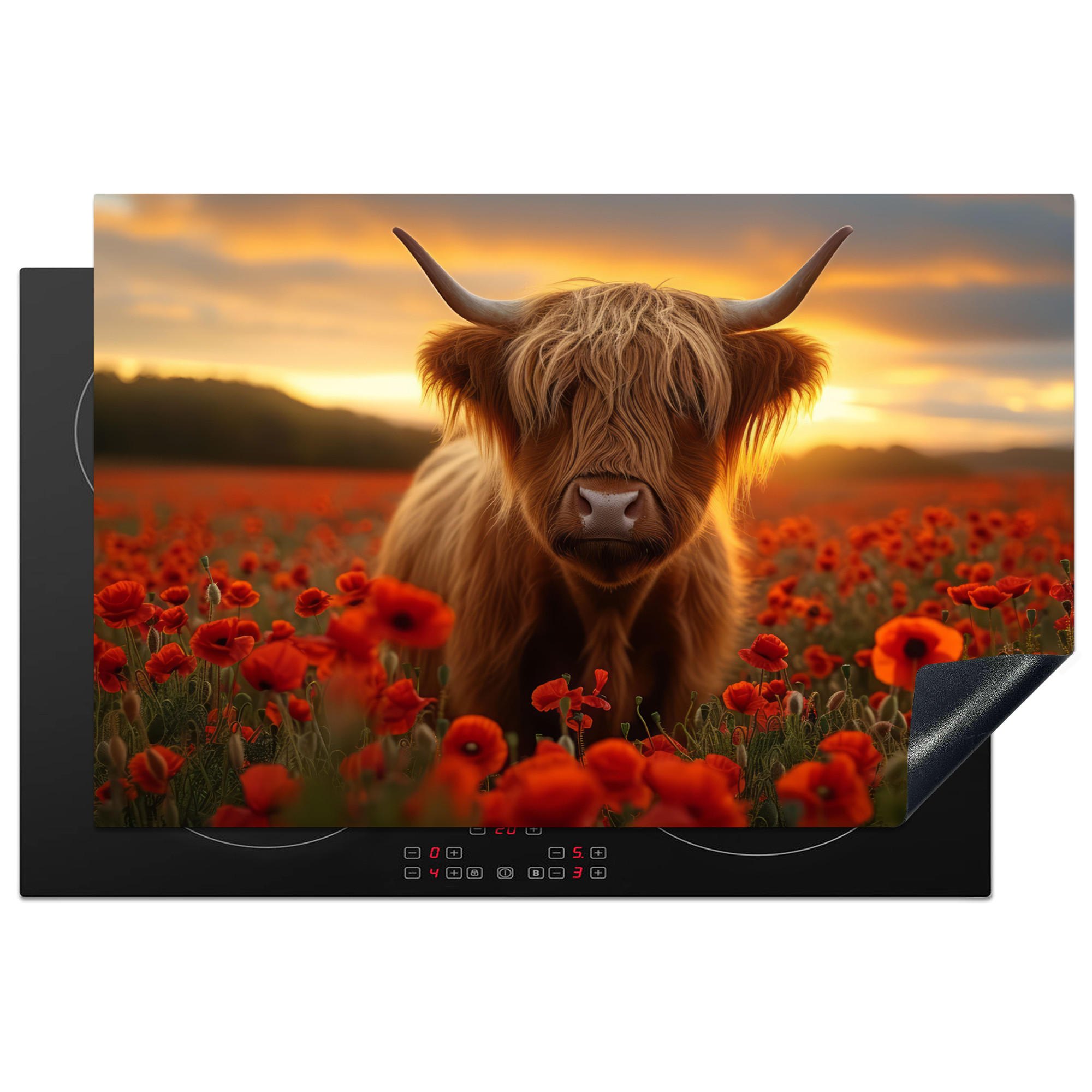 ZAŠČITA ZA INDUKCIJSKO PLOŠČO Višinsko govedo 81x52 cm cm - rdečerjava, umetna masa (81/52/0.2cm) - MuchoWow