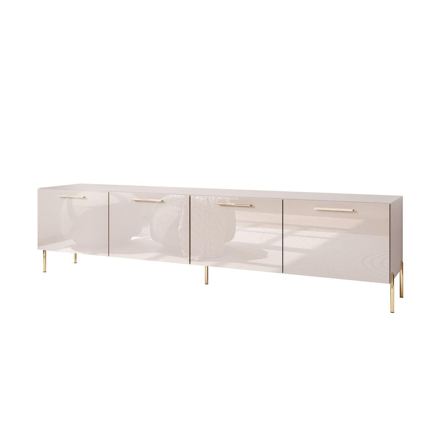 TV-ELEMENT AURA 200 KASCHMIR Hochglanz auf geraden goldenen Beinen - Kaschmir/Goldfarben, Holzwerkstoff (200/50/40cm) - Lookway