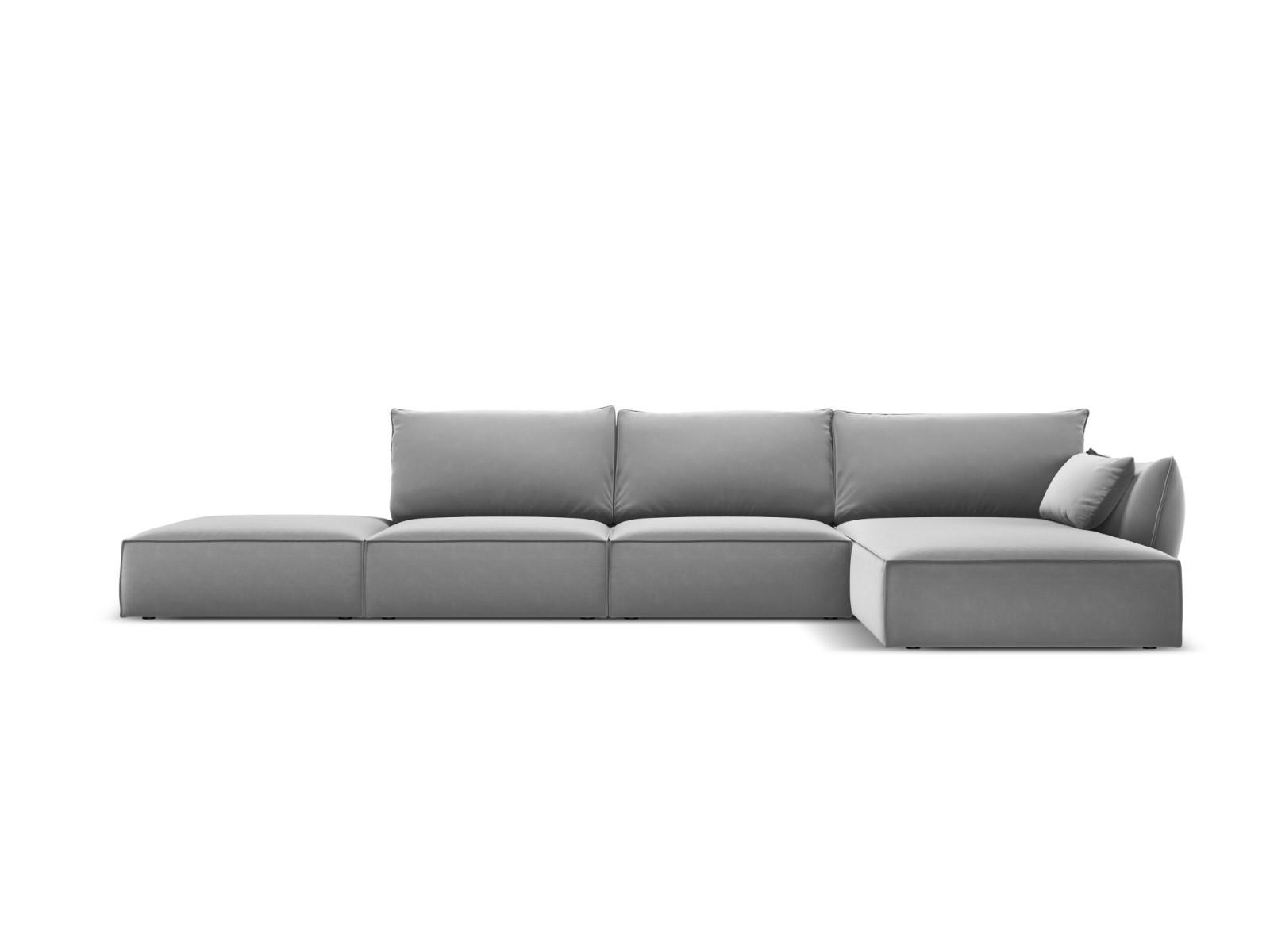 ECKSOFA rechts Kaelle aus Samt grau 5 Sitzplätze - Grau, Textil (171/364cm) - Micadoni