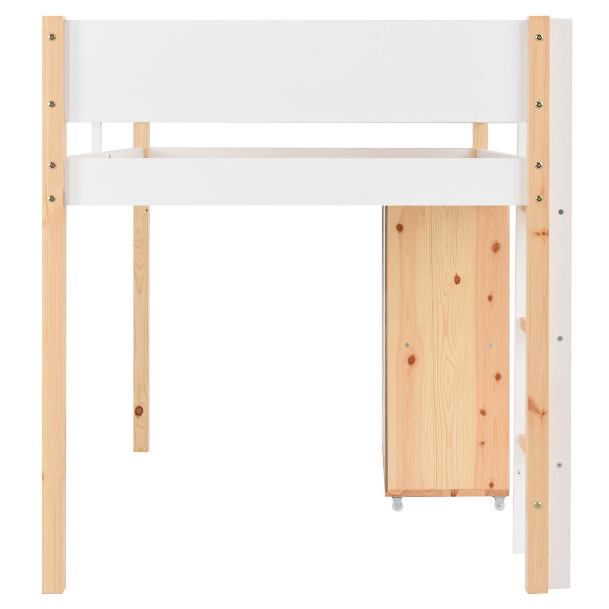 HOCHBETT 90x200 cm Treppe Schrank weiß - Weiß, Holz (90/200cm) - LEBENLANG