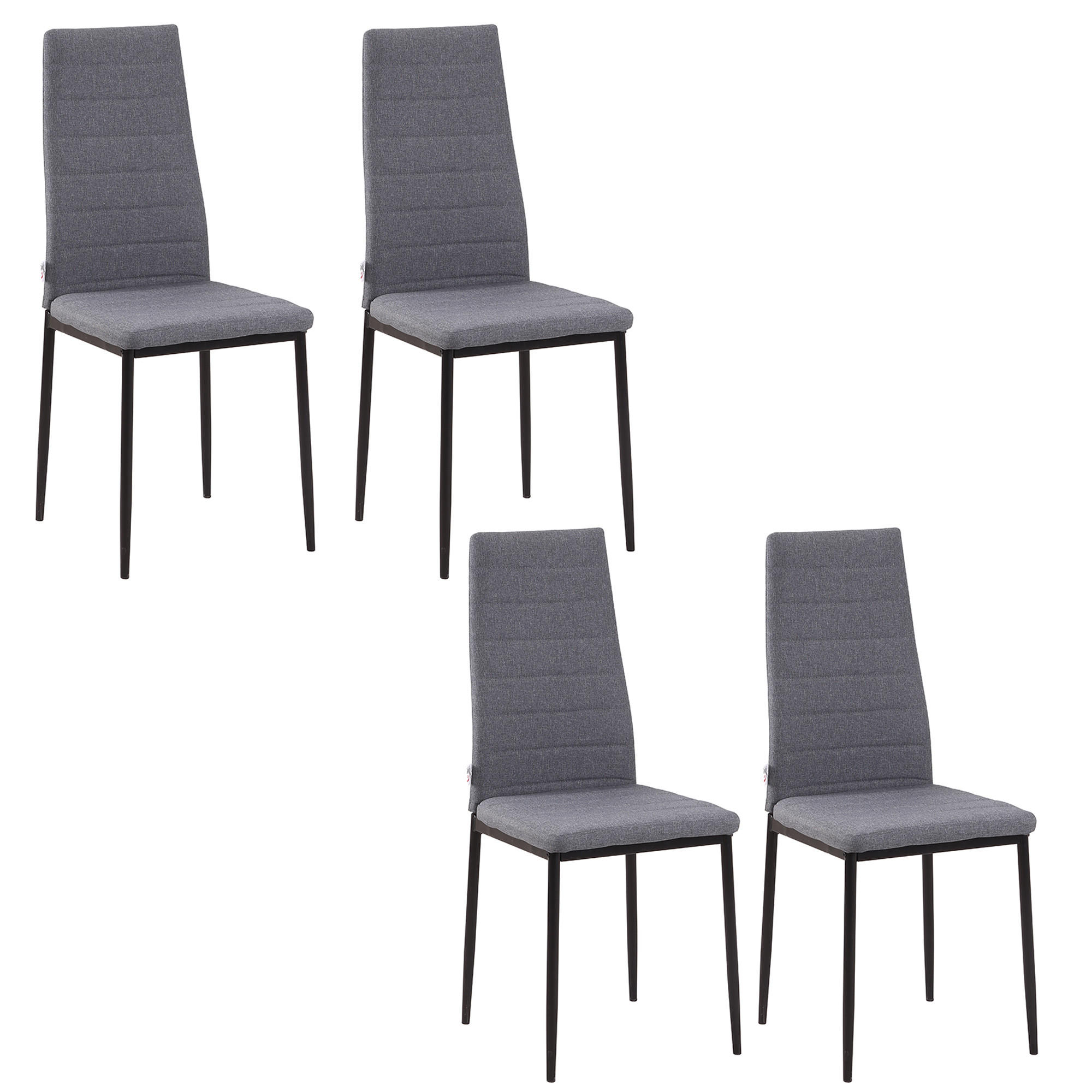 ESSZIMMERSTÜHLE 4er-Set DE-13287 hohe Rückenlehne & Leinenbezug Grau - Grau, Metall (41/97/50cm) - ComfortXL