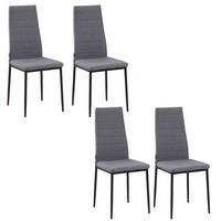 ESSZIMMERSTÜHLE 4er-Set DE-13287 hohe Rückenlehne & Leinenbezug Grau - Grau, Metall (41/97/50cm) - ComfortXL