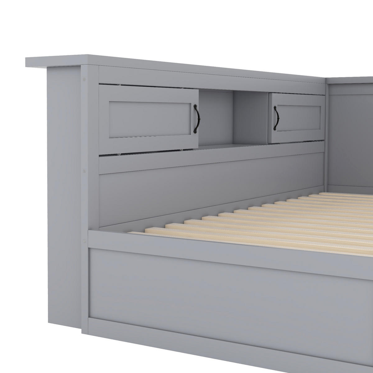 MULTIFUNKTIONSBETT 90/200 cm grau mit LED-Beleuchtung und ausziehbarem Bett - Grau, Holzwerkstoff (90/200cm) - OKWISH