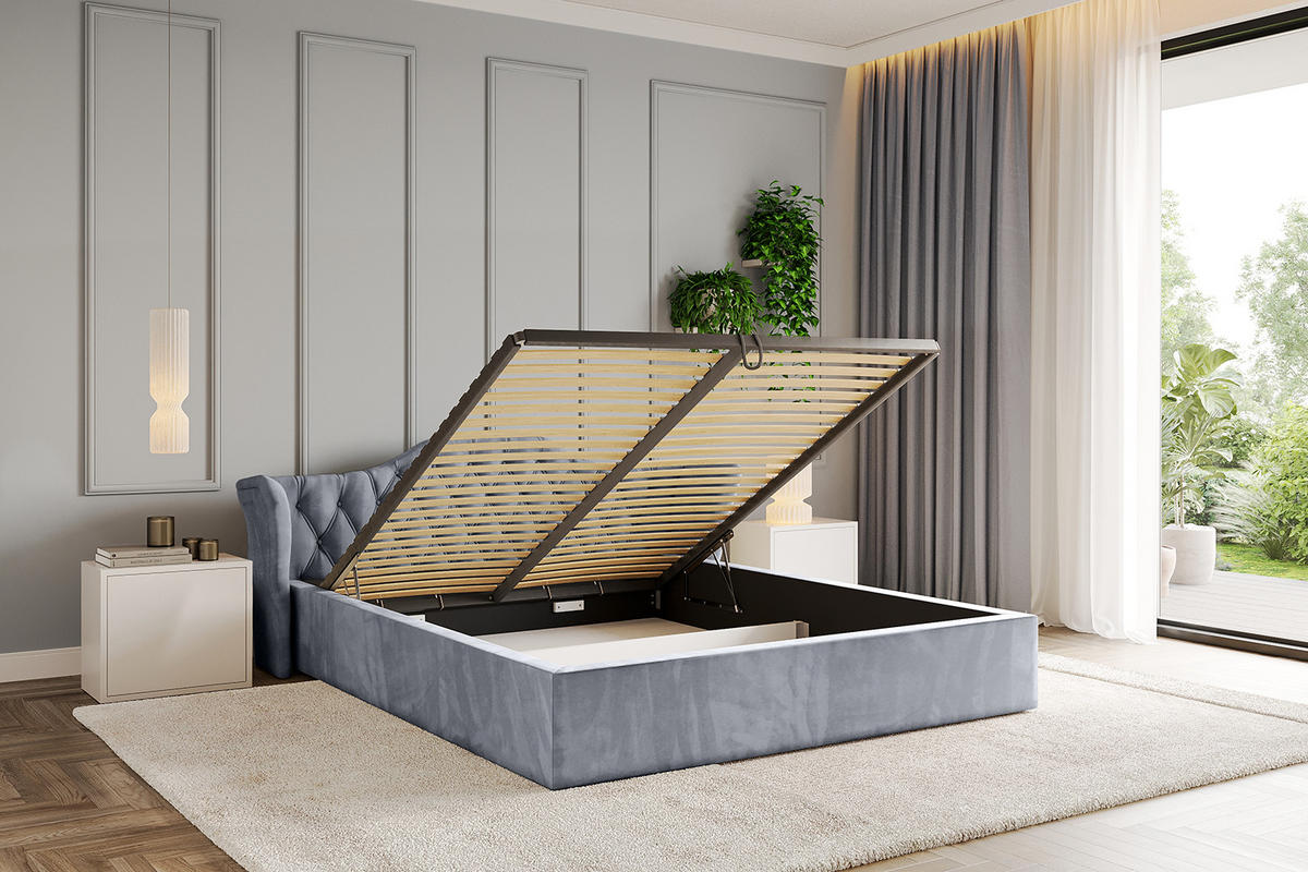 POLSTERBETT mit Bettkasten und Lattenrost, Boxbett ohne Matratze - ZORAN-V1 180x200 Grau - Grau, Holzwerkstoff/Textil (180/200cm) - ALTDECOR