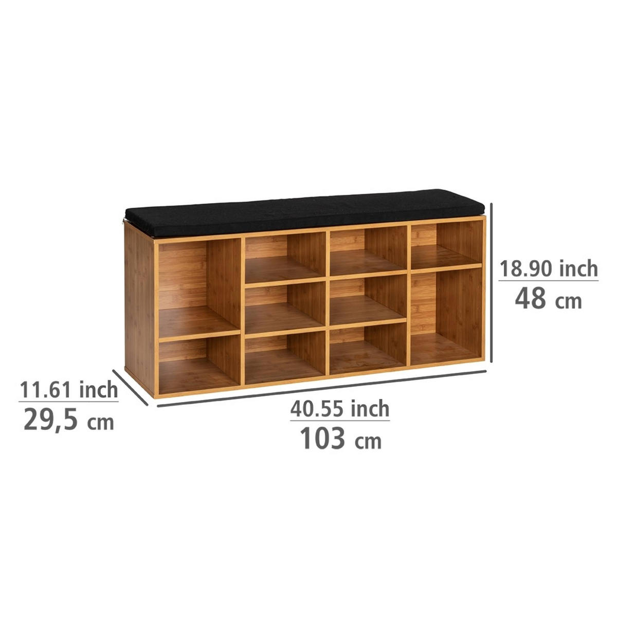 SCHUHREGAL mit Sitz - Braun, Holzwerkstoff (103/48/29.5cm) - WENKO