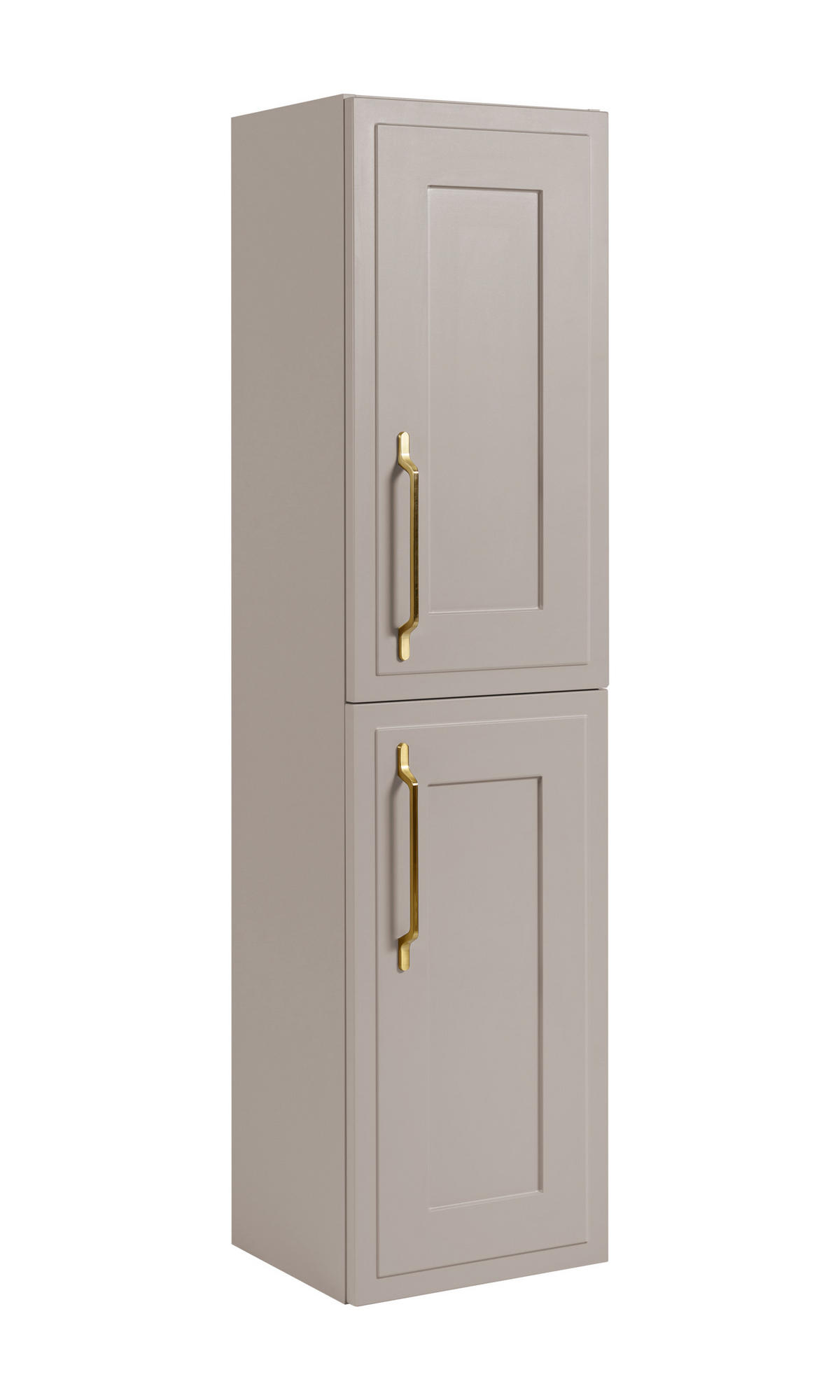 BADEZIMMERSCHRANK, Kaschmir, 35 x 136 x 27 cm, goldener Griff - Beige/Goldfarben, Holzwerkstoff/Metall (35/136/27cm) - 3XE LIVING