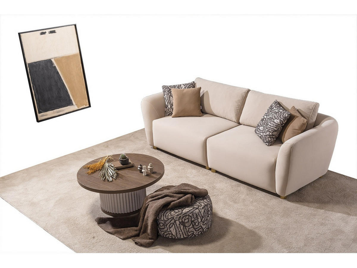 SOFA Rubato 2-Sitzer Samt Beige - Beige, Holz/Textil (200/70/100cm) - Villa Möbel
