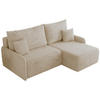 ECKSCHLAFSOFA ARPA L Creme Plüsch - rechts - Creme/Schwarz, Kunststoff/Textil (150/198cm) - MKS