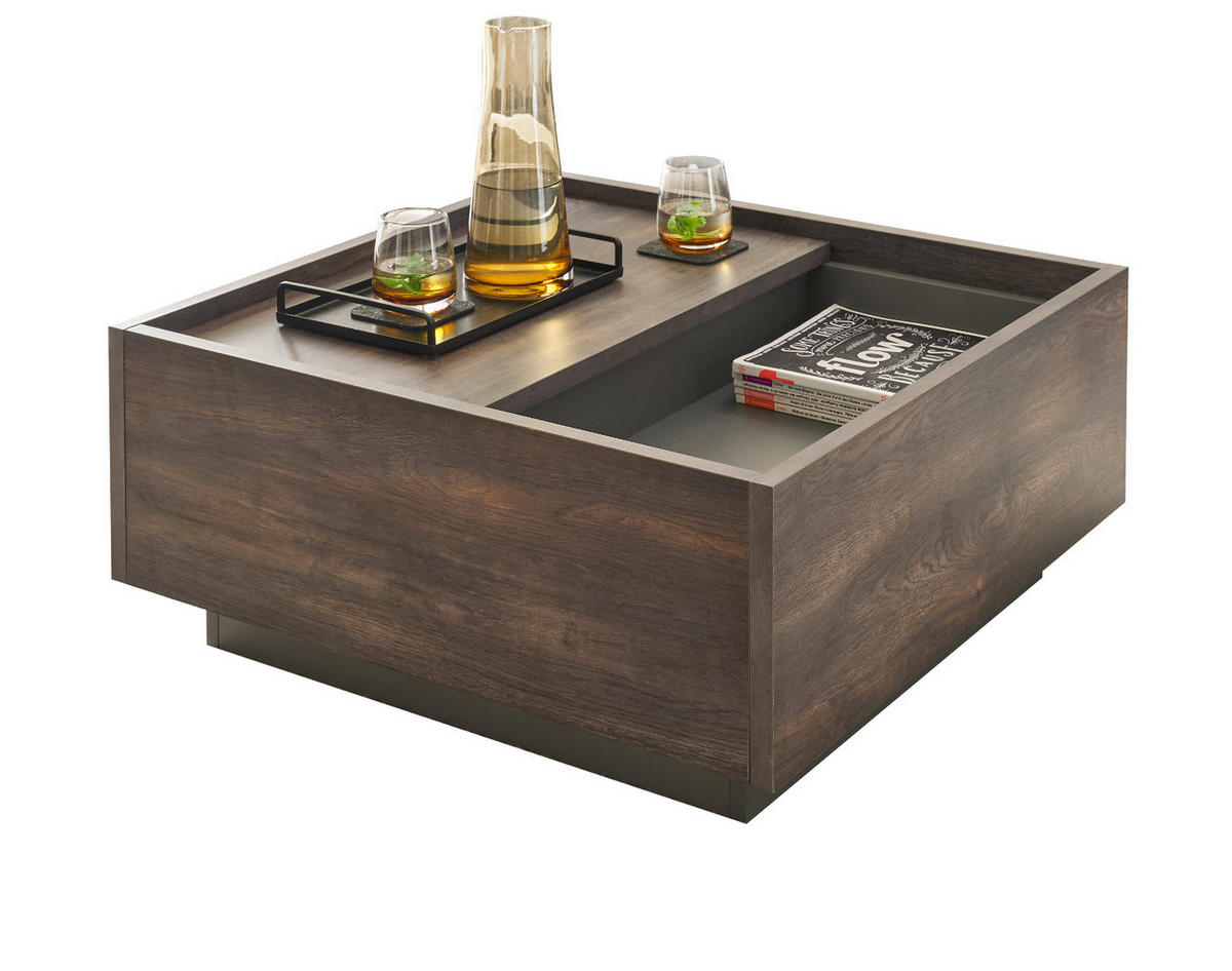COUCHTISCH Thermo Eiche, grau, Beistelltisch mit Stauraum 75 x 75 cm - Eichefarben/Grau, Holzwerkstoff (75/75/33cm) - Furn.Design