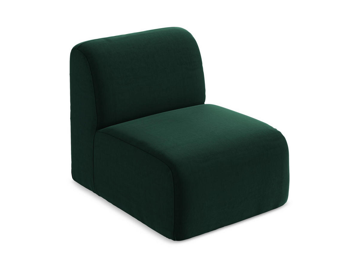SOFAELEMENT Samt Stoff Grün - Dunkelgrün/Schwarz, Holzwerkstoff/Kunststoff (70/75/94cm) - Makamii