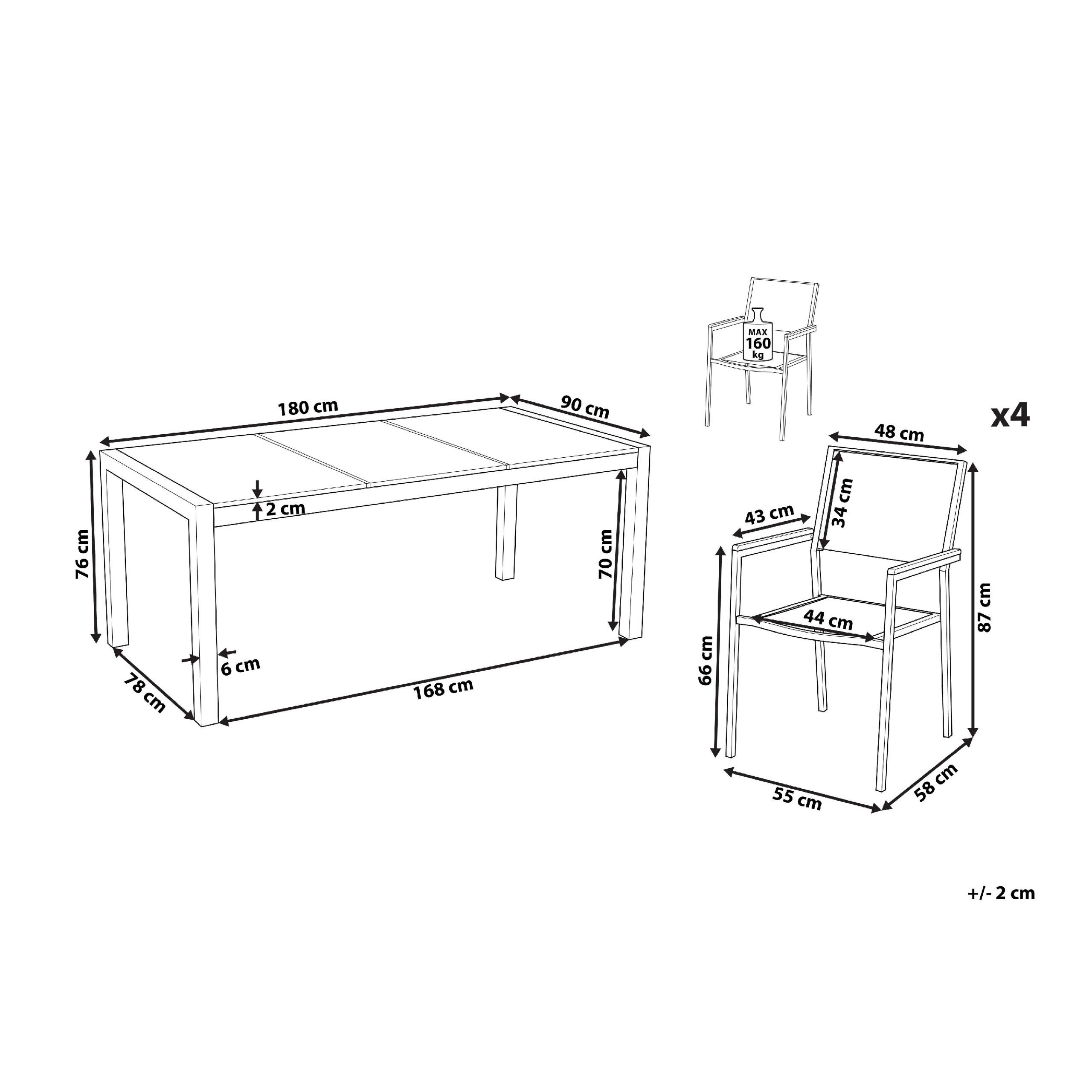 Thumbnail - Beliani Gartenmöbel, Grau, Silber, Glas, 4-Sitzer, Loungemöbel, Loungemöbel-Sets