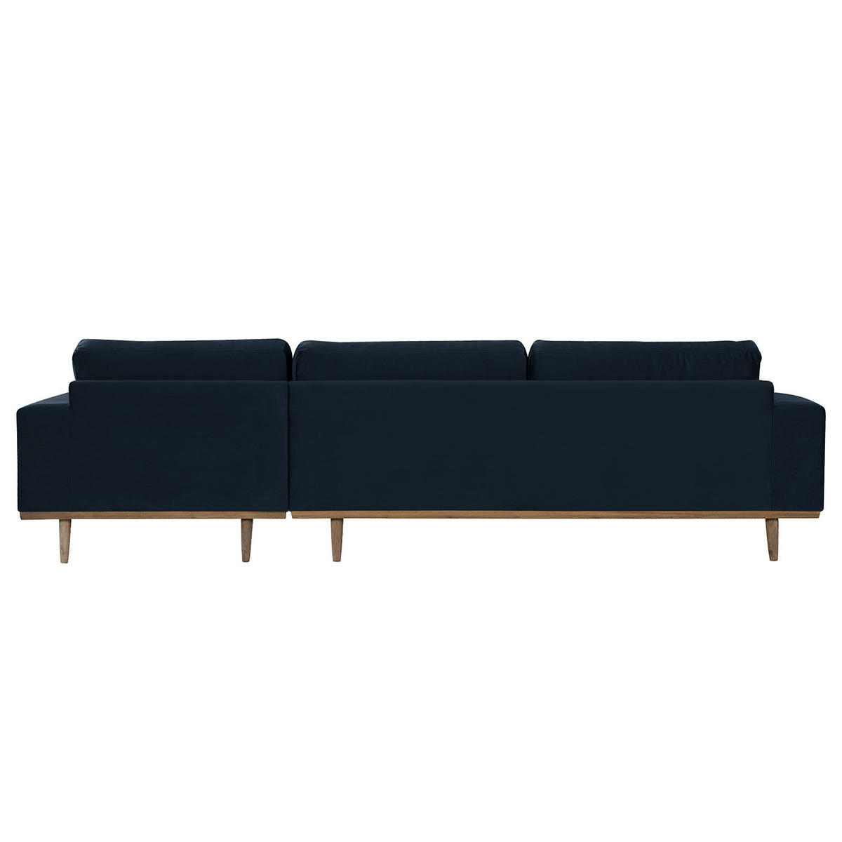 ECKSOFA mit Longchair - Eichefarben/Dunkelblau, Eichenholz/Textil (281/153cm) - home24