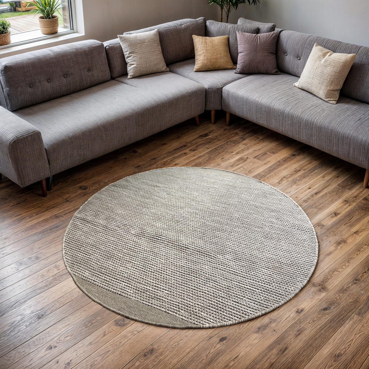 WOLLTEPPICH Roshni grau 200/200 cm - Grau, Naturmaterialien (200/200cm) - My-Rug