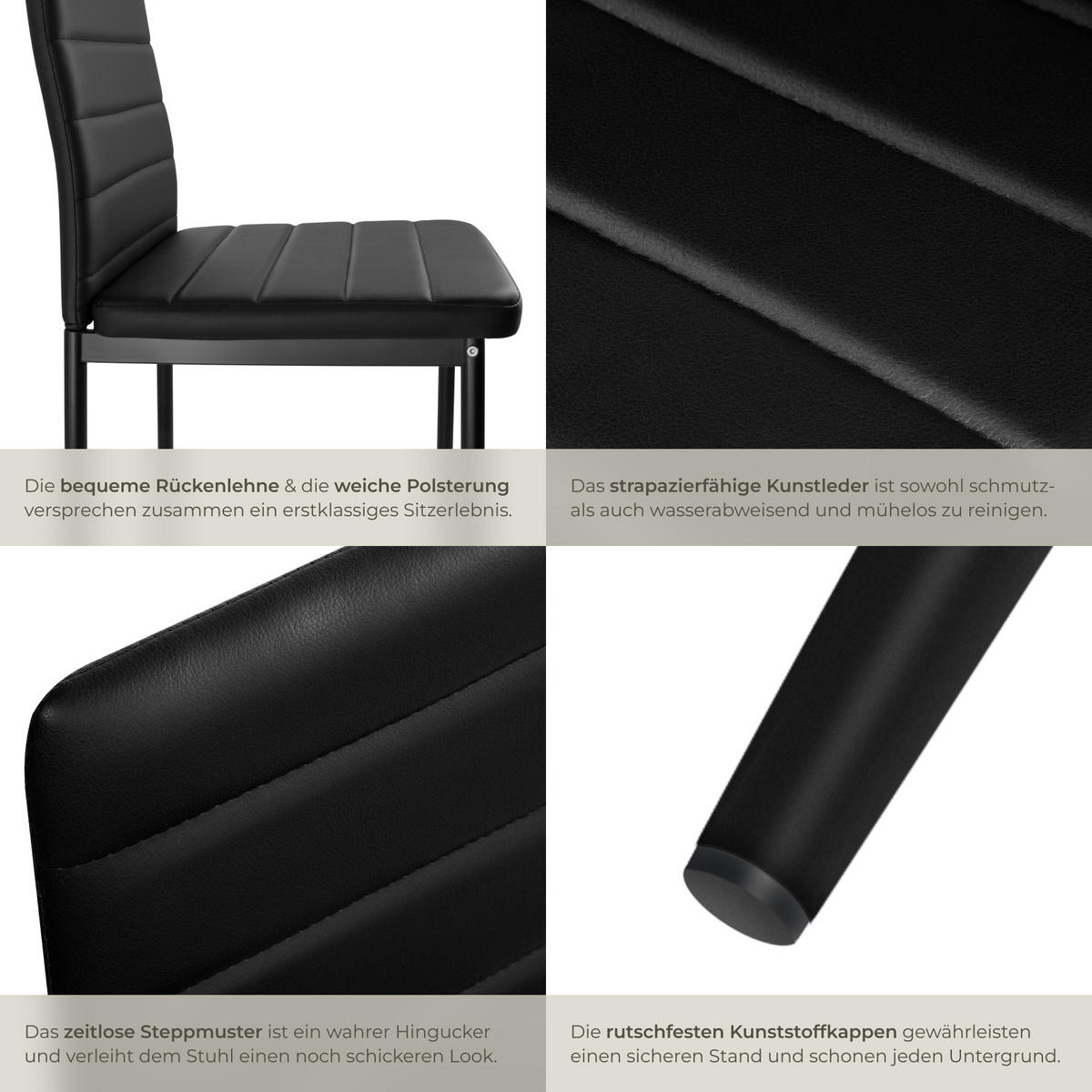 ESSZIMMERSTUHL 8er Set Thomas 41 x 45 x 98 5 cm schwarz - Schwarz, Textil (48/98.5/45cm) - tectake