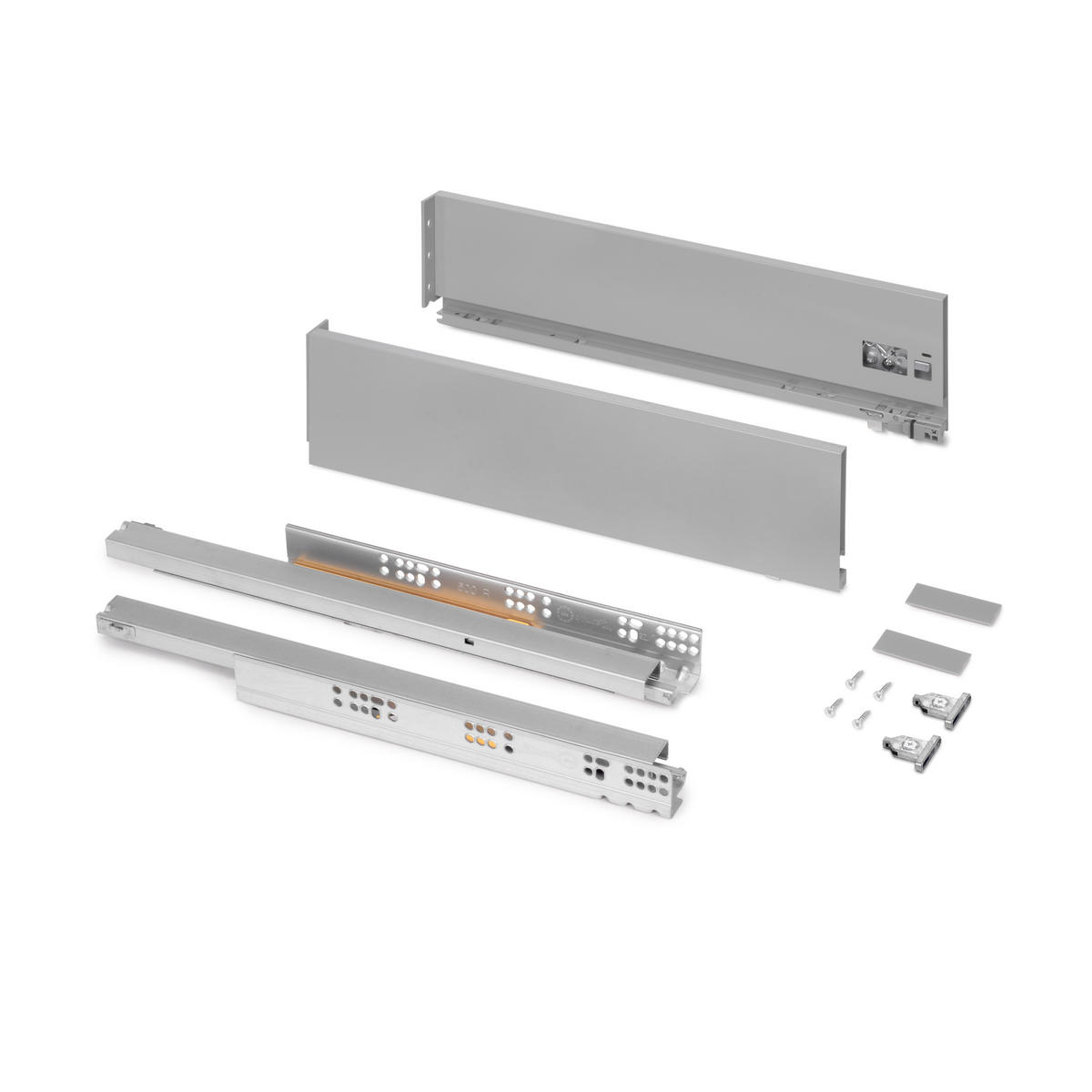 AUSSENSCHUBLADE Vertex 40Kg Höhe 131mm, Tiefe 500mm, Stahl, Lackiert Grau - Silberfarben, Metall (20/6/53cm) - EMUCA