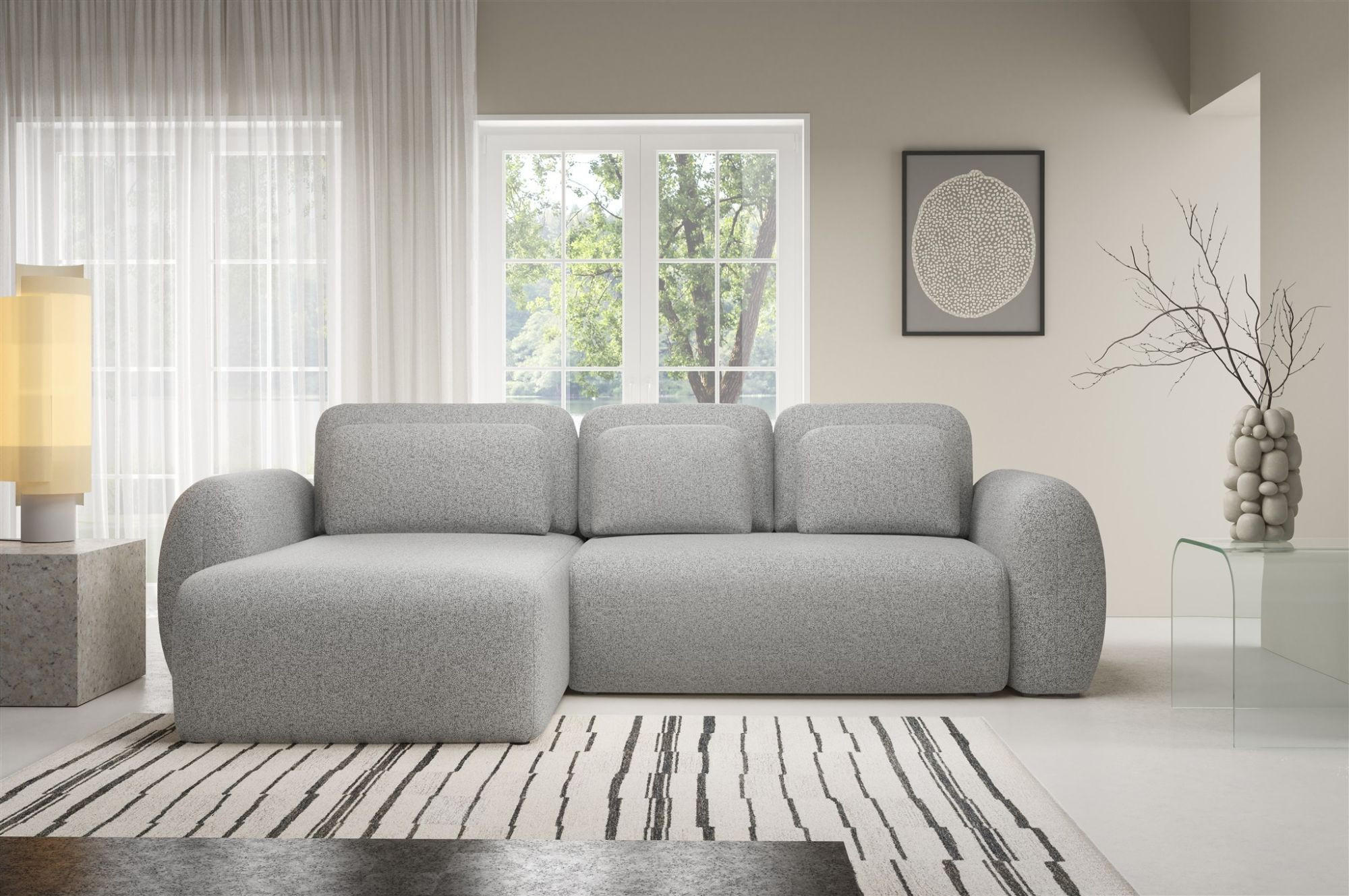 ECKSOFA Gaston Mit Schlaffunktion - Hellgrau, Holzwerkstoff/Textil (304/190cm) - Fun Möbel