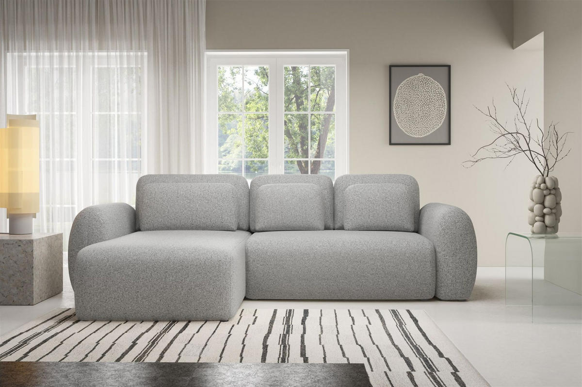 ECKSOFA Gaston Mit Schlaffunktion - Hellgrau, Holzwerkstoff/Textil (304/190cm) - Fun Möbel