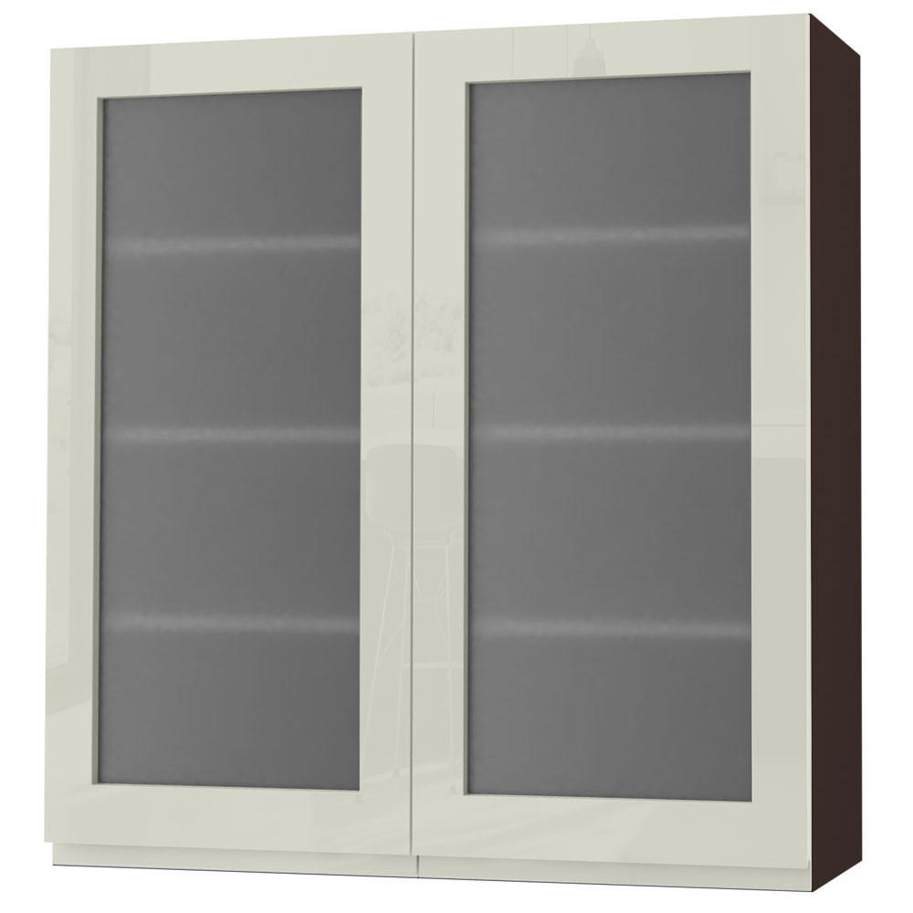 HÄNGESCHRANK Florence W4S/90 Lava / RAL 1013 perlweiß HG 90 / 32,5 / 96cm - Dunkelgrau/Weiß Hochglanz, Holz/Holzwerkstoff (90/96/32.5cm) - Feldmann-Wohnen