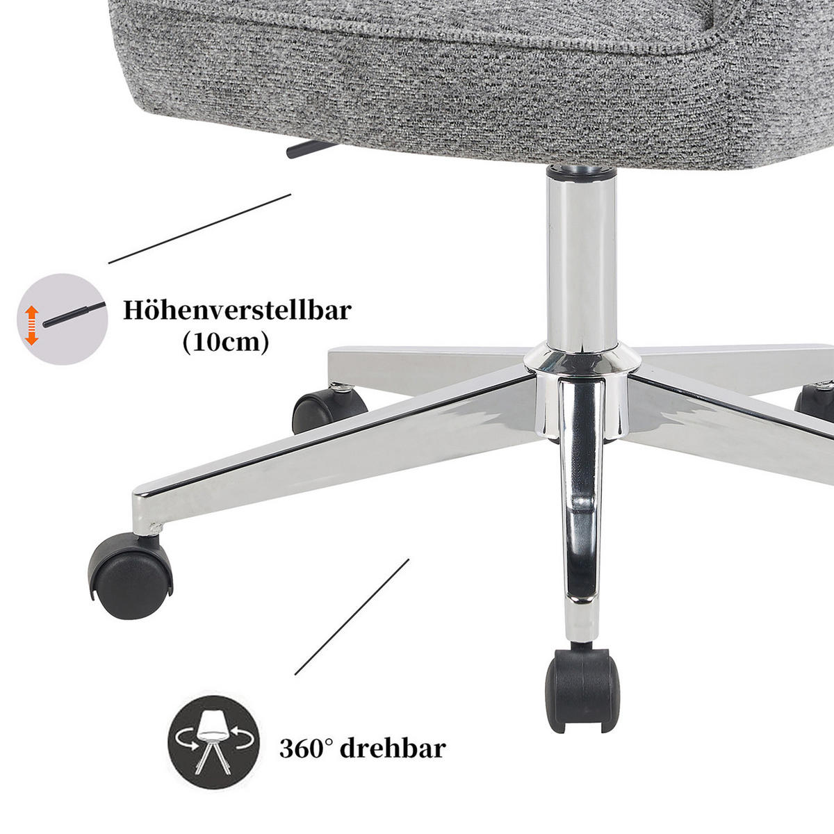 BÜROSTUHL Mika-Faro 2er-Set - Chromfarben/Dunkelgrau, Textil/Metall (60/84/65cm) - DUBI Möbel