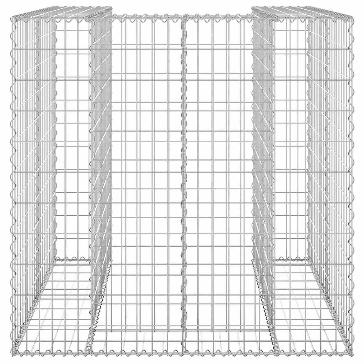 1ER Gabionen Mülltonnenbox ESOL | 110x110x100cm| Mülltonnenverkleidung für 1 Tonne - Silberfarben, Metall (110/110/100cm) - DELUKE