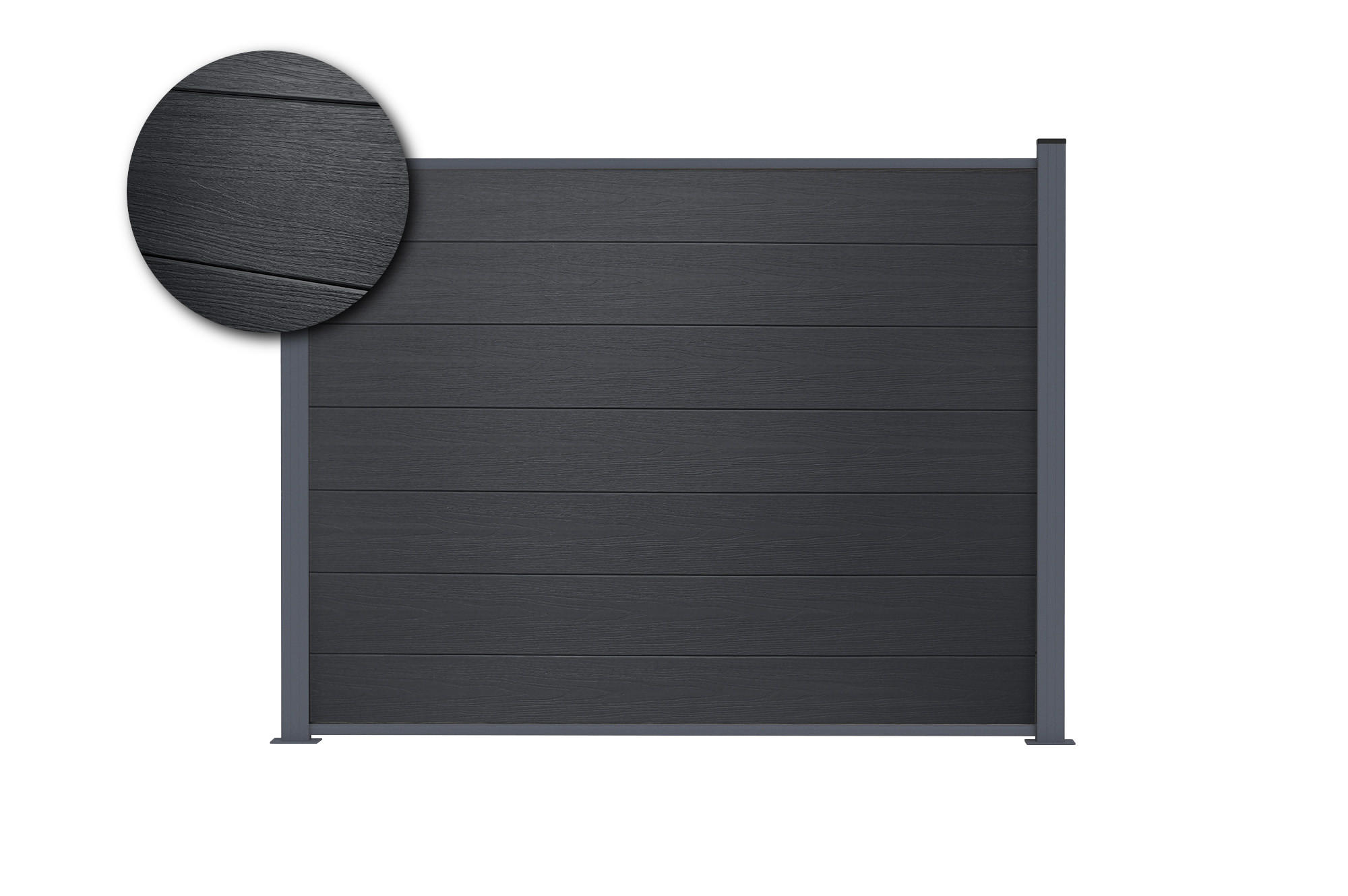 VERBUNDZAUN 2 m STOCKHORN, H. 150 cm, auf grauer Sockelplatte - Grau, Holzwerkstoff (200/150cm) - Casanoov