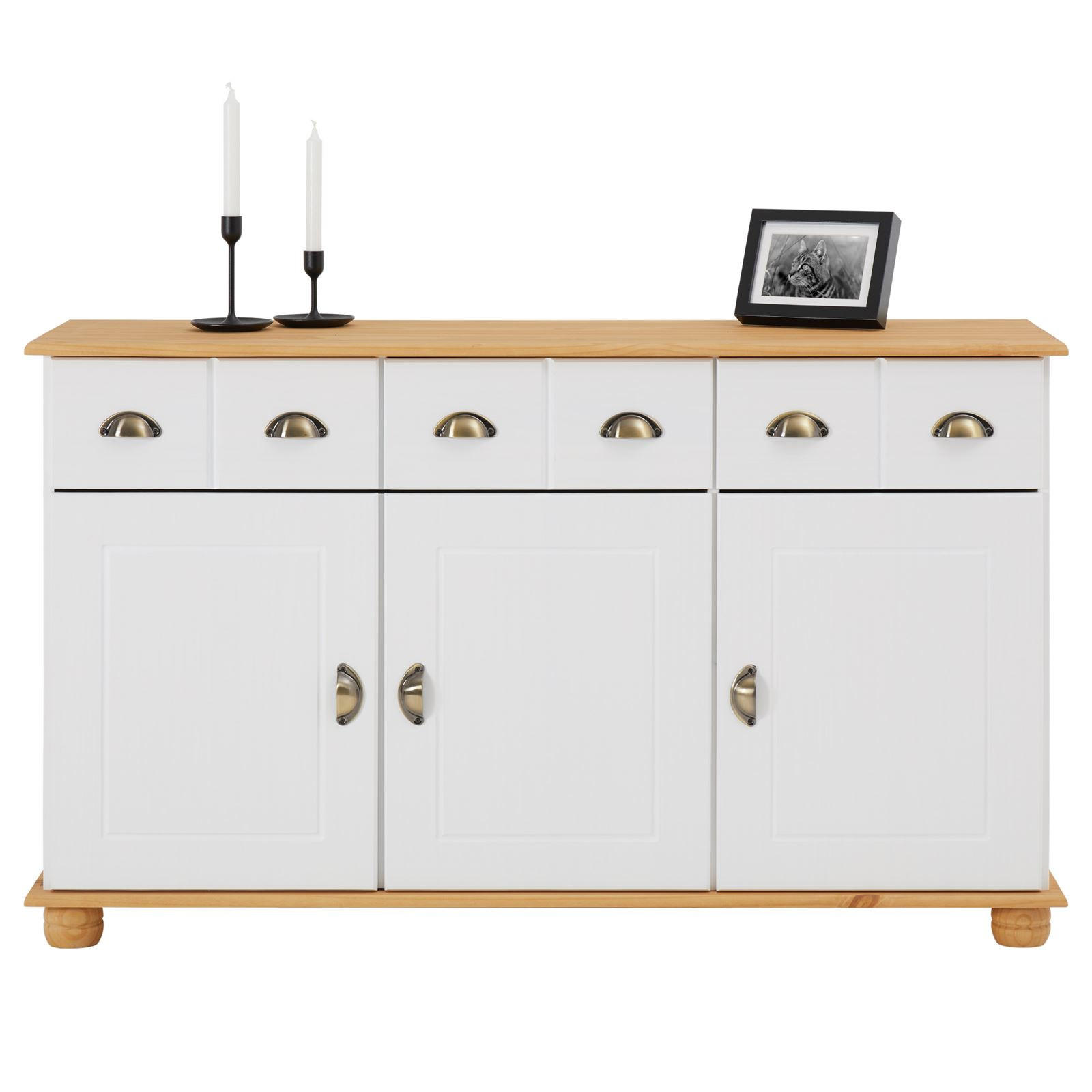 APOTHEKERKOMMODE COLMAR - Weiß/Braun, Holz (134/80/39cm) - IDIMEX