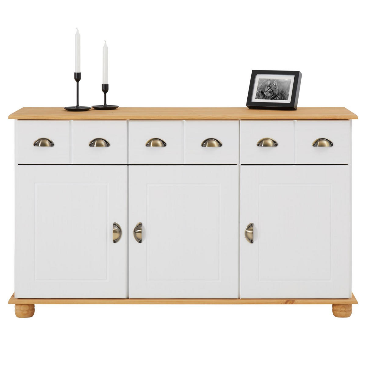 APOTHEKERKOMMODE COLMAR - Weiß/Braun, Holz (134/80/39cm) - IDIMEX