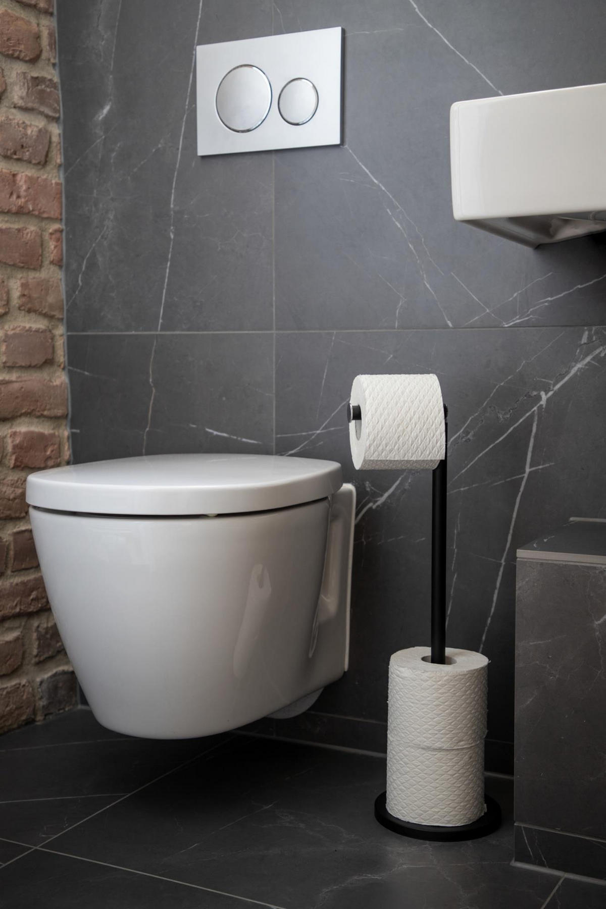 TOILETTENPAPIERSTÄNDER Metall 17/21/55 cm - Schwarz, Metall (21/55/17cm) - Wenko