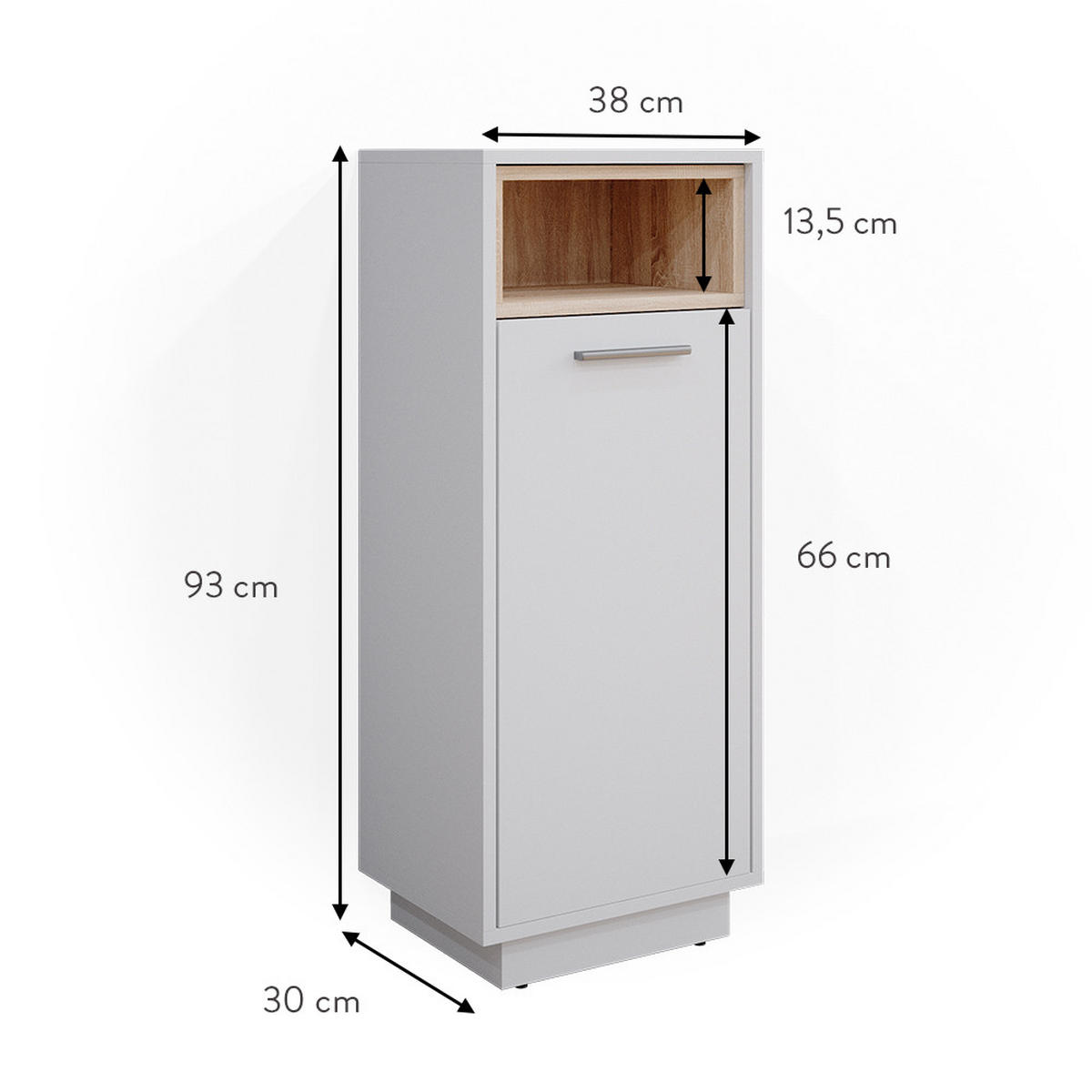 MIDISCHRANK Beatrice Weiß 30 x 93 cm - Weiß, Holzwerkstoff (30/93/30cm) - Vicco