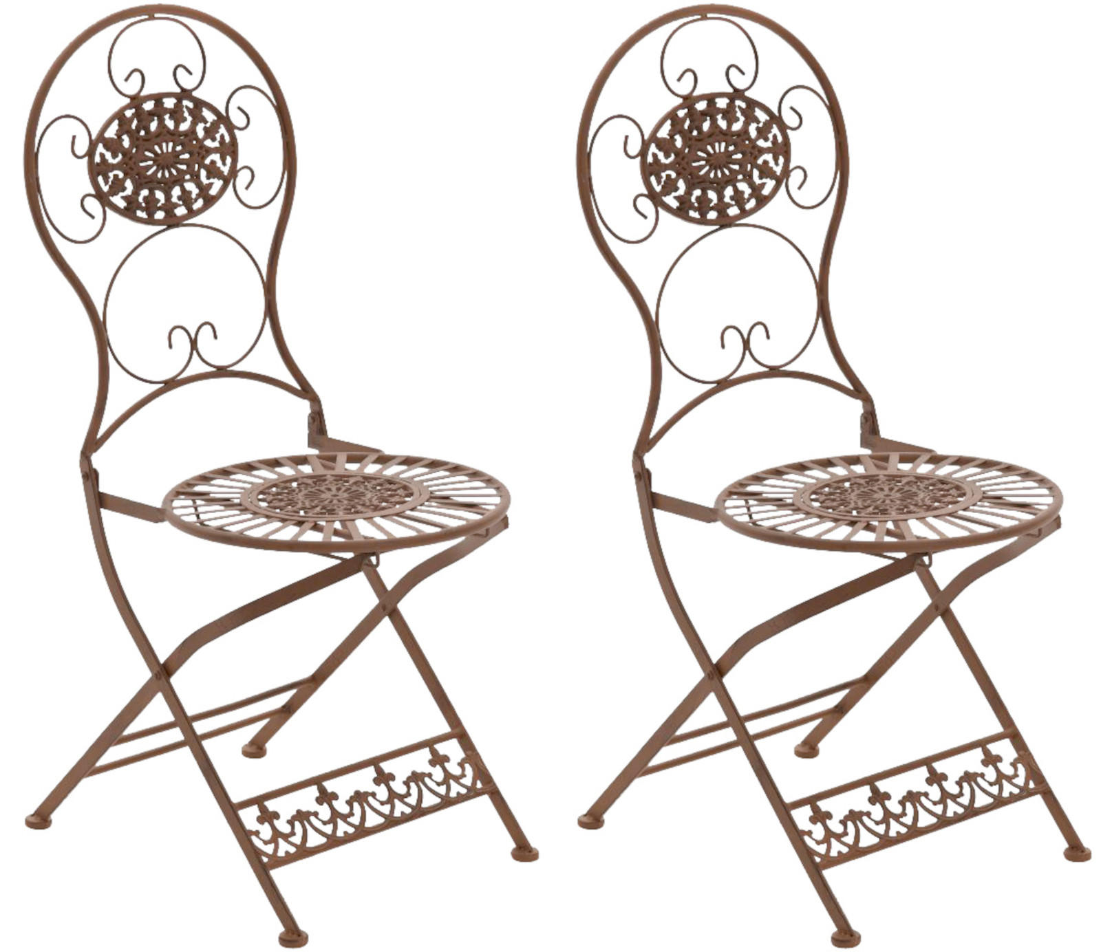 GARTENKLAPPSTUHL 2er Set Metall antik braun - Braun, Metall (43/91.5/50cm) - CLP