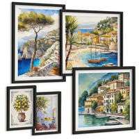 BILDER SET 5er Set - 50x50 cm & 20x30 cm & 40x60 cm Schwarzer Rahmen - Monochromatische Brückentürme - Schwarz, Kunststoff (40/60cm) - TULUP