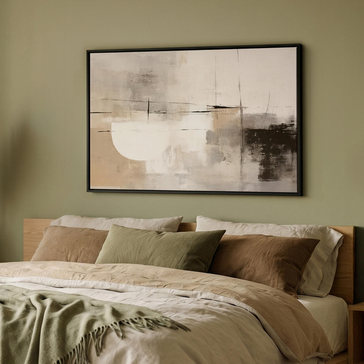LEINWAND Bilder mit Rahmen - Abstrakt - Kunst - Grau - 90x60 - Hellgrau, Textil (90/60cm) - MuchoWow