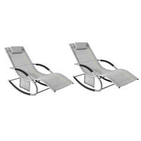 SONNENLIEGE 2er Set Hellgrau - Hellgrau, Metall (63/83/150cm) - SoBuy