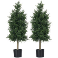 KUNSTPFLANZE 2er-Set DE-16642 90 cm, Conifère, UV-Schutz Grün - Grün, Kunststoff (90cm) - ComfortXL