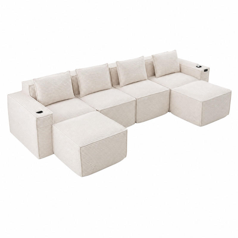 Meubliv Sofa Beige 162x75x330 cm