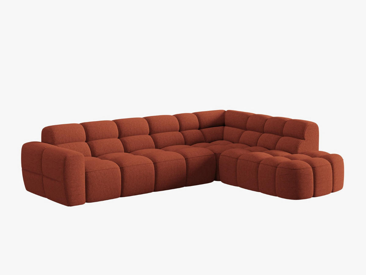 ECKSOFA rechts Lisa aus strukturiertem Stoff koralle 5 Sitzplätze - Koralle, Textil (234/293cm) - Micadoni