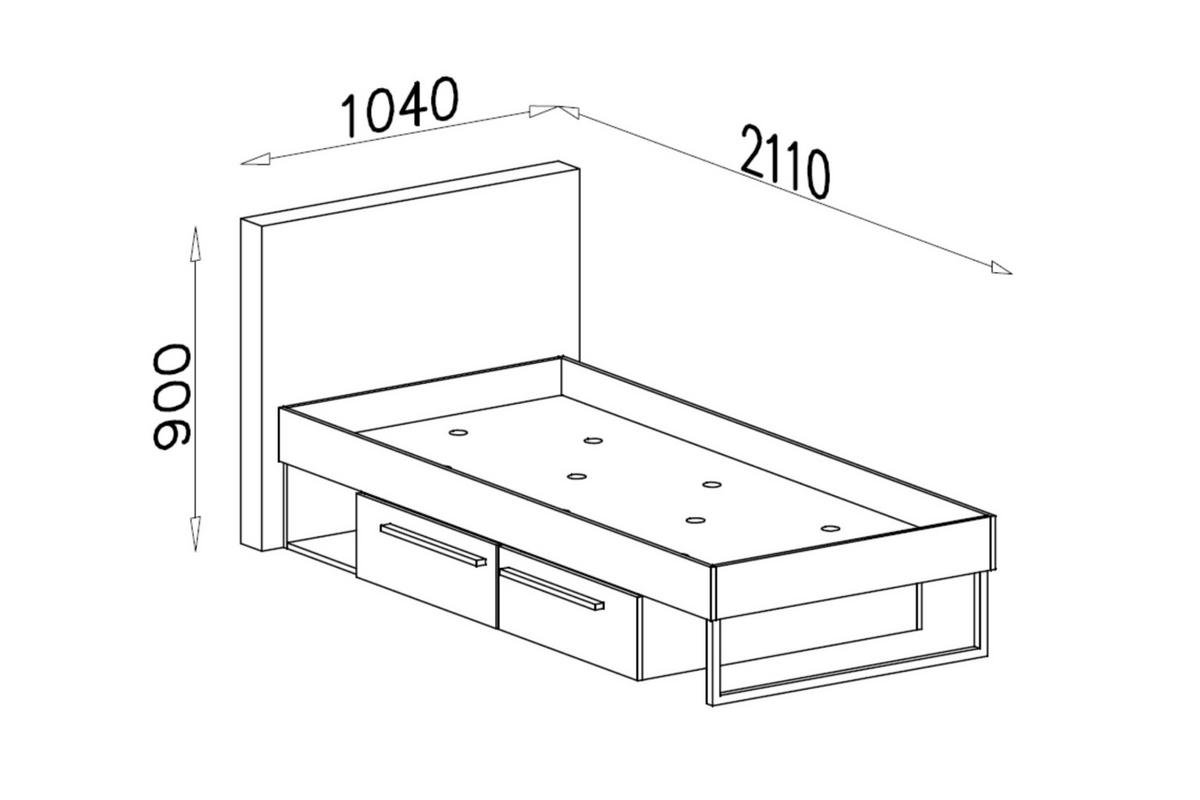 JUGENDBETT SORENTO 12 90/200 in Sandbeige/Geölte Eiche/Royalblau - Eichefarben/Beige, Holzwerkstoff (90/200cm) - Deine Möbel 24