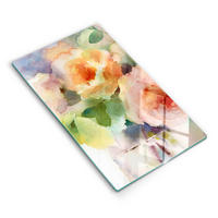 GLASPLATTE 30x52 cm Gemalte Blumen - Weiß, Glas (30/52cm) - Wallfluent